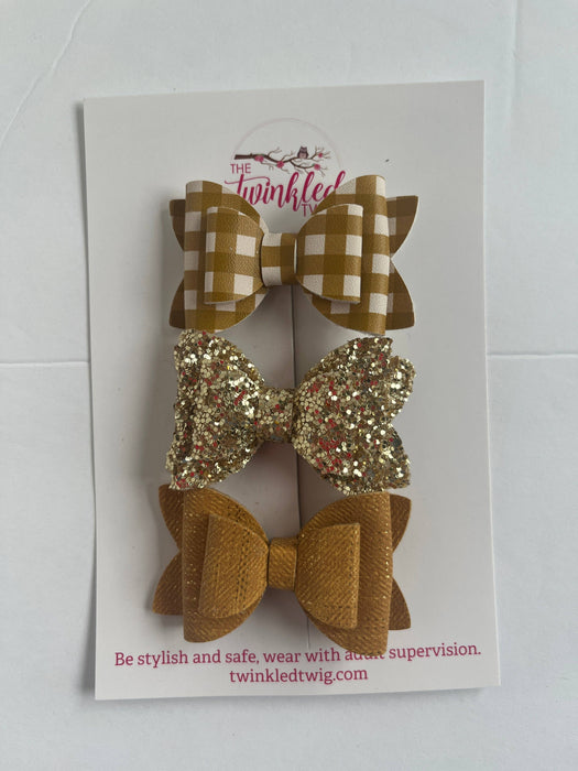 Mustard and Gold Bow Set
