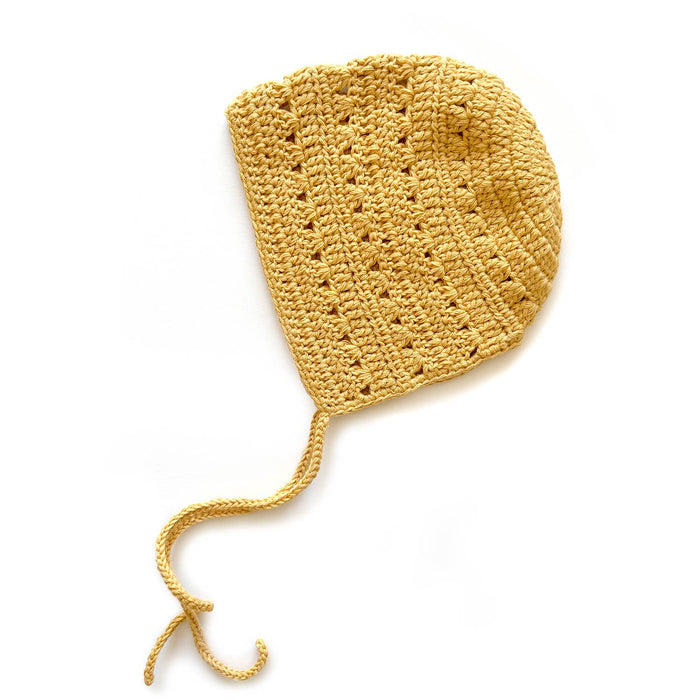 Crocheted Baby Toddler Bonnet Hat - Butterscotch