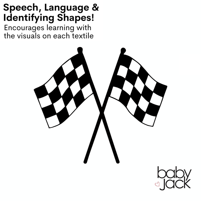 Racing Flag Baby NASCAR Tag Stroller Toy 10" x 10"
