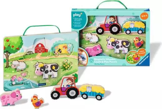 Magnetic Wooden Count & Play Puzzle: On the Farm