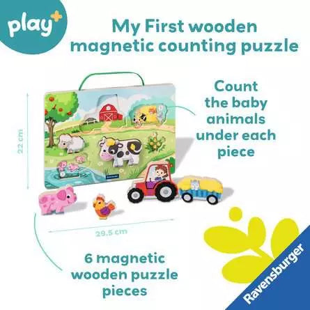 Magnetic Wooden Count & Play Puzzle: On the Farm