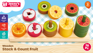 Wooden Stack & Count Fruit