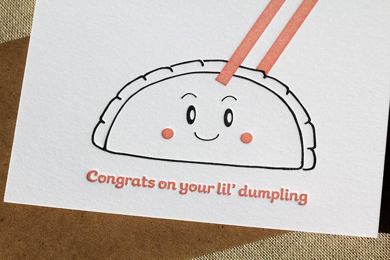 Baby Shower Foodie Lil' Dumpling Letterpress Card