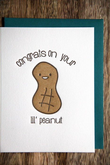 Cute Baby Letterpress Congrats on Your Lil Peanut Card