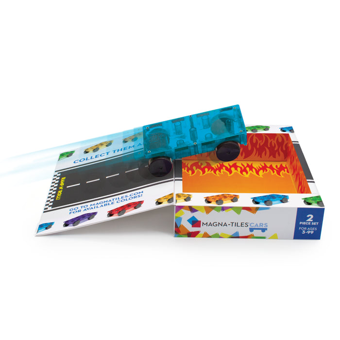 MAGNA-TILES 2 Piece Car Set- Orange and Blue