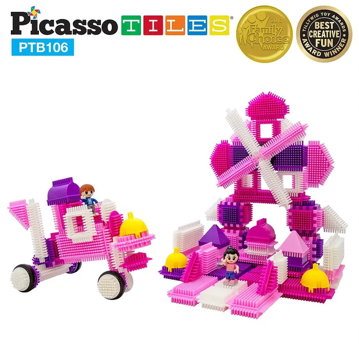 106pc Pink Castle Themed Hedgehog Blocks Set