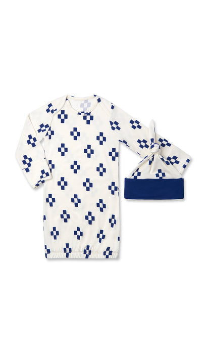 Newborn Gown and Hat- Geo