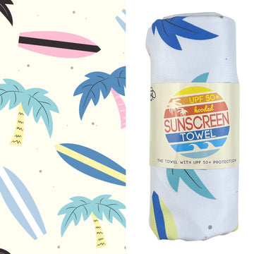 Hooded UPF 50+ Sunscreen Towel, Surf's Up