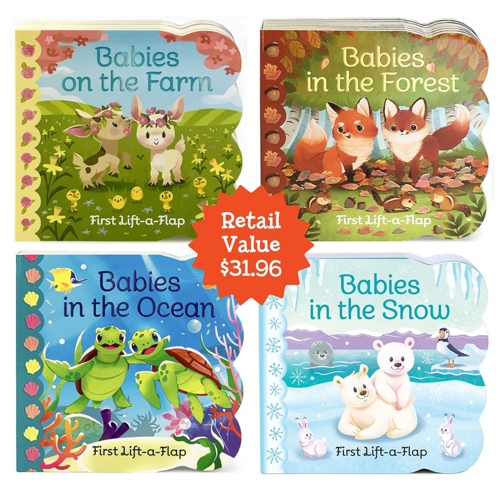 Animal Babies Lift-a-Flap 4-Book Set