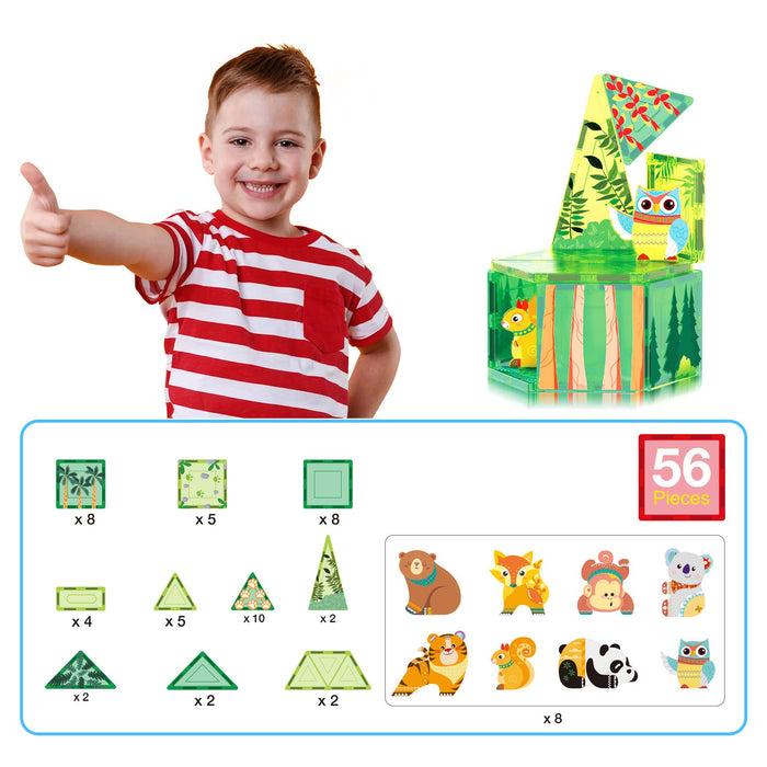 Magnet Tile Building Blocks Forest Animal Theme Toy Set