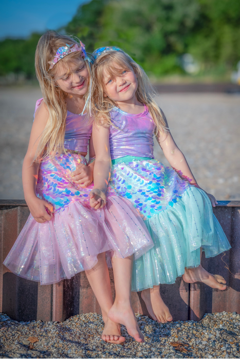 Bling Bling Mermaid Skirt & Hairclip Set Pink