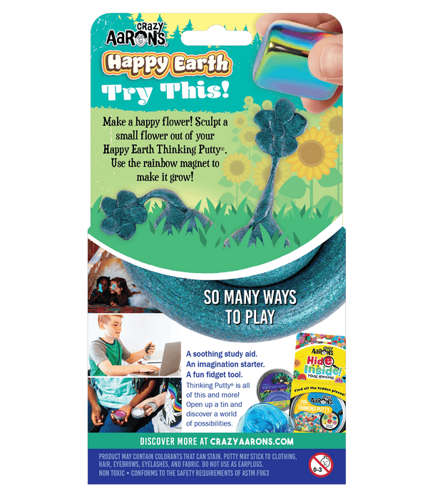 Crazy Aaron's Thinking Putty 4" Tin- Happy Earth