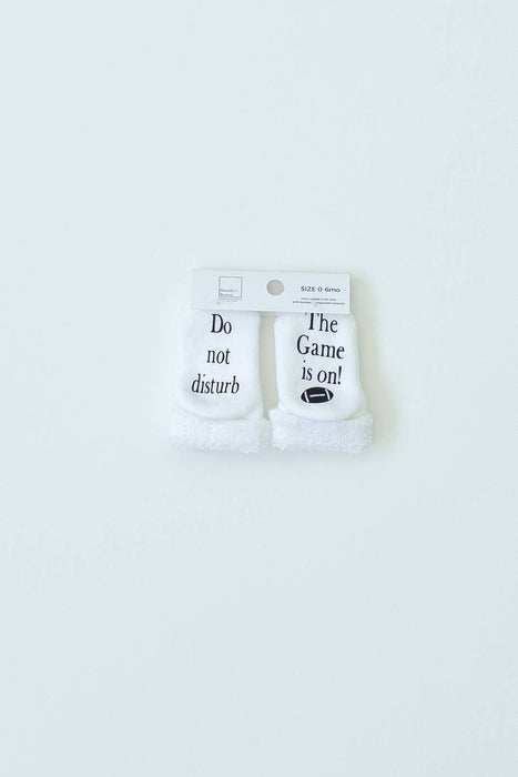 Do Not Disturb The Game is on Football Baby Socks