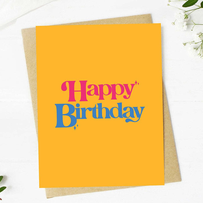Happy Birthday Yellow Text Greeting Card