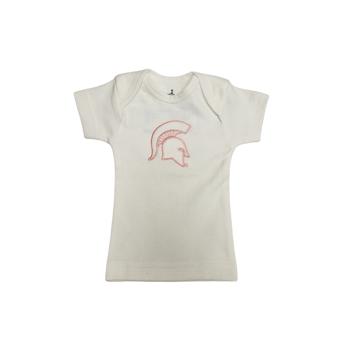 MSU Newborn Lap Shoulder T- Shirt White/Pink