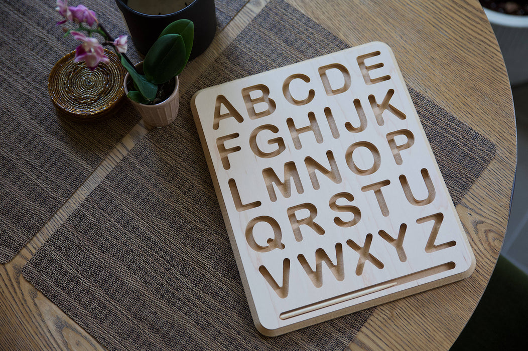 Wooden Alphabet Tracing Board w/ Stylus: Uppercase Letters