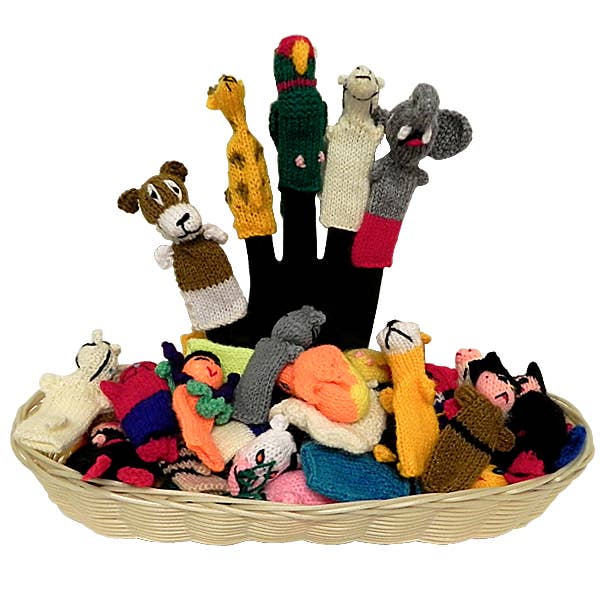 Handwoven Wool Assorted Character Finger Puppets