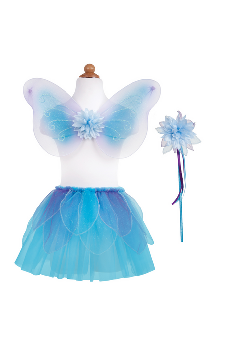 Fancy Flutter Skirt + Wings + Wand Blue