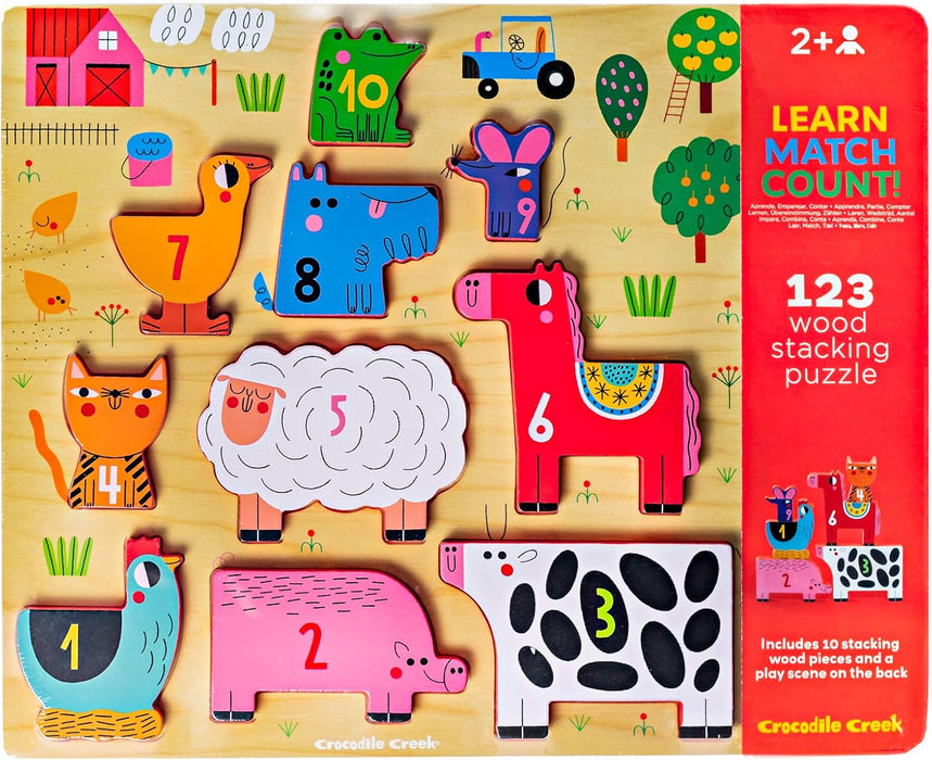 123 Wood Stacking Puzzle - Barnyard