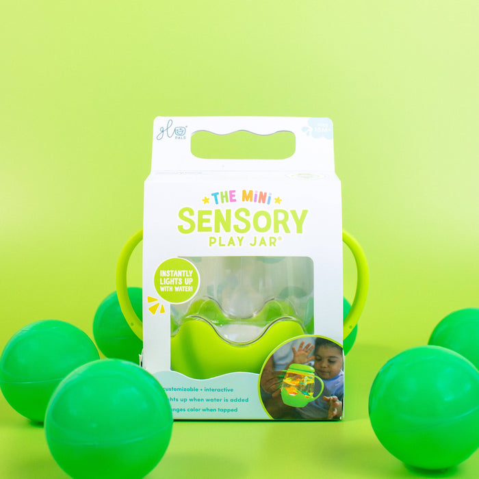 Glo Pals Mini Sensory Jar and Silicone Fun Filler Bundle - Green