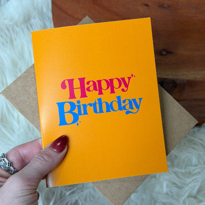 Happy Birthday Yellow Text Greeting Card