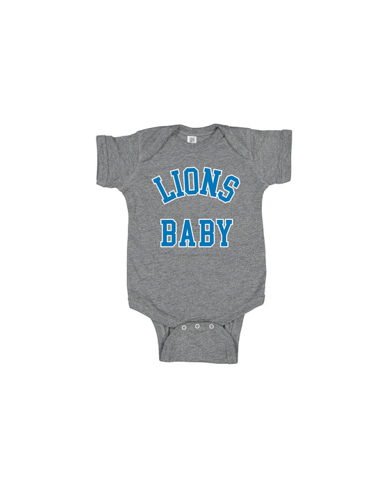 Ink Detroit - Lions Baby Onesie - Heather Grey