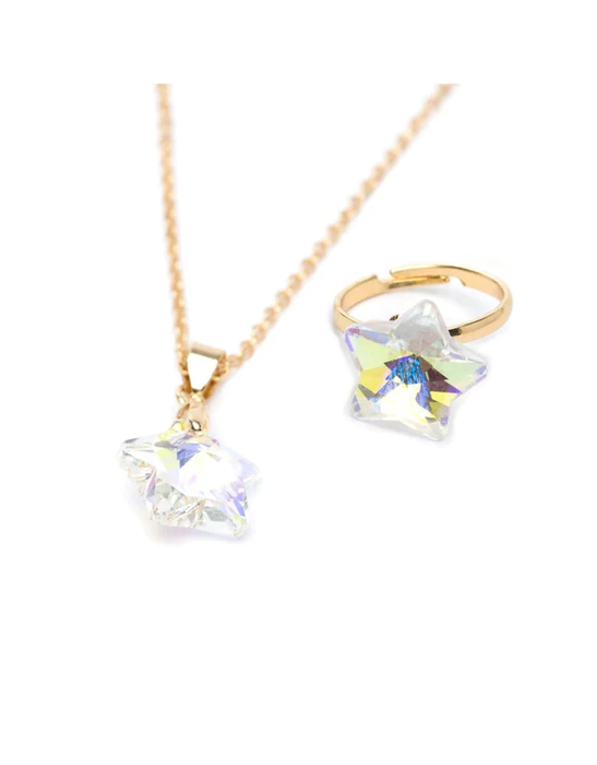 Boutique Holographic Star Necklace + Ring