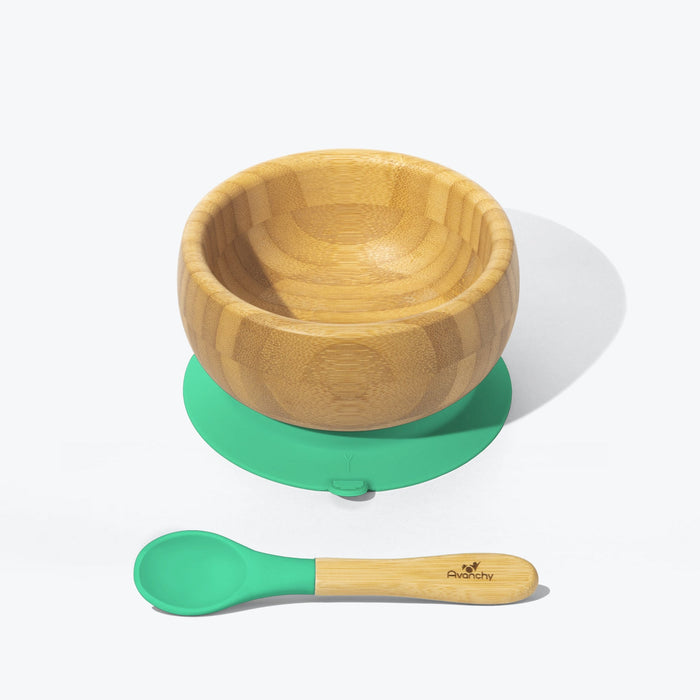 Bamboo Stay Put Suction Bowl + Spoon