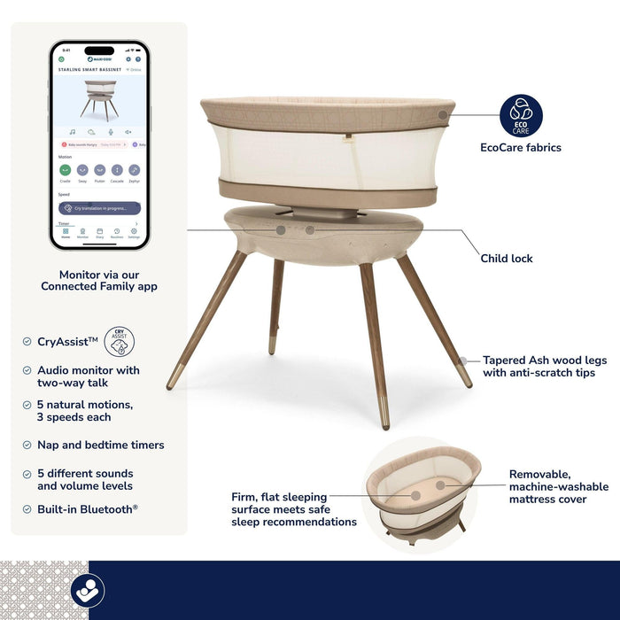 maxi cosi cry assist Maxi Cosi Starling Smart Bassinet Onyx Heritage