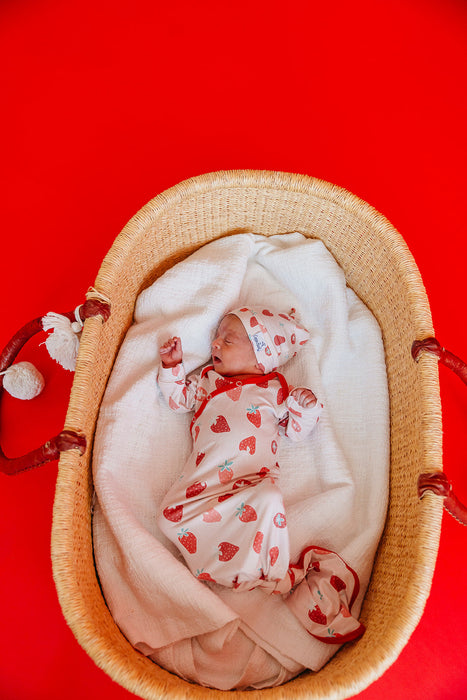 Top Knot Hat- Strawberry