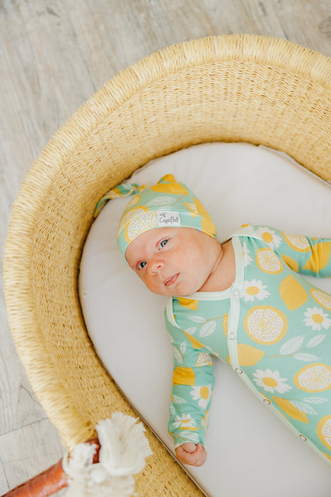 Top Knot Hat- Lemon
