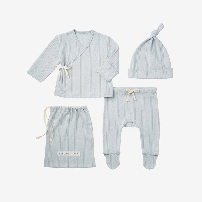 Pale Blue Pointelle Newborn Layette Set