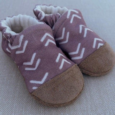 Dusky Rose Chevron Organic Cotton Slippers