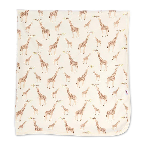 Cream Jolie Giraffe Organic Cotton Swaddle Blanket