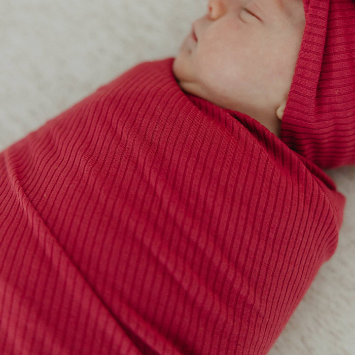 Swaddle Blanket- Berry Rib Knit