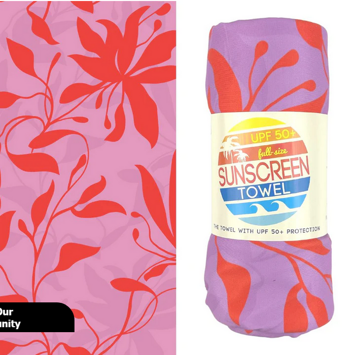 Full Size UPF 50+ Sunscreen Towel, Bold Blooms
