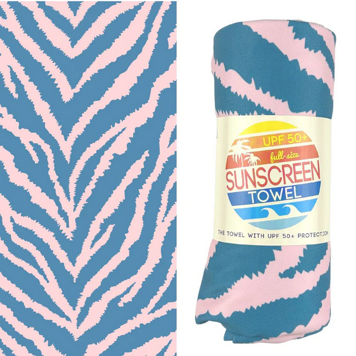 Full Size UPF 50+ Sunscreen Towel, Zebra