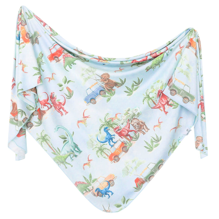 Knit Swaddle Blanket - Dino Explorer