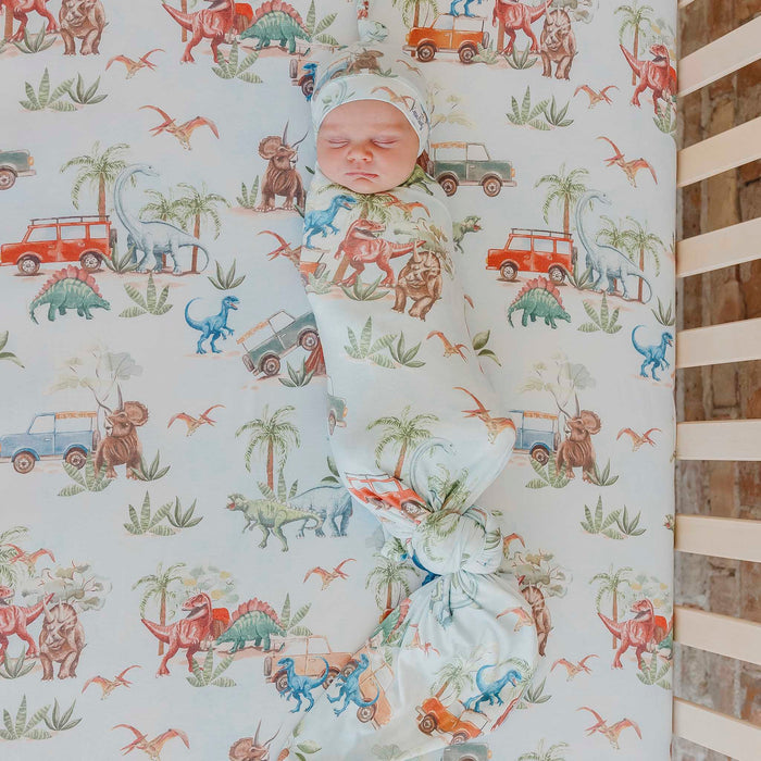 Knit Swaddle Blanket - Dino Explorer