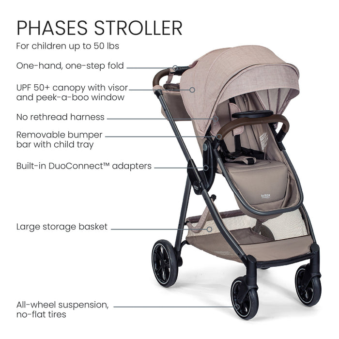Britax Phases Travel System with Arbor Infant Car Seat + StayTight Base