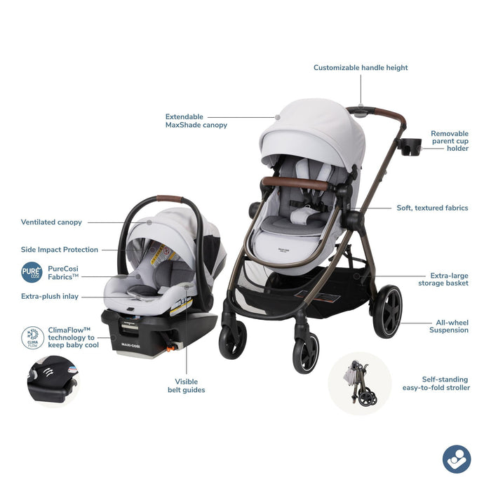 maxi cosi how to fold Maxi-Cosi Zelia Luxe+ 5-in-1 Modular Travel System — Mother and Earth Kids