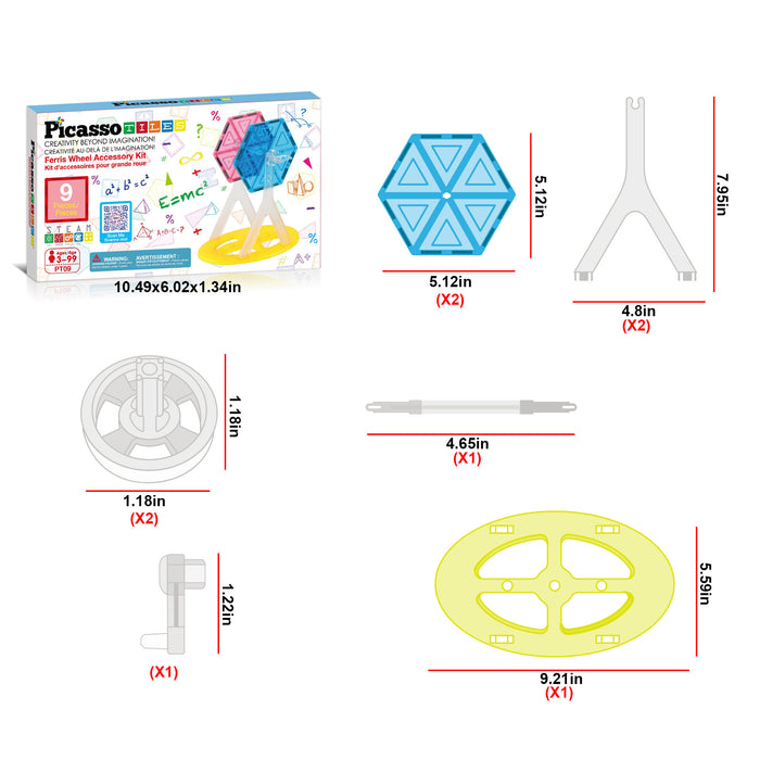 PicassoTiles 9-Piece Ferris Wheel Magnetic Building Set