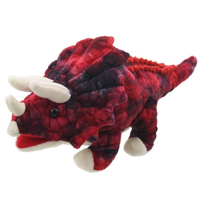 Baby Triceratops Dinosaur Hand Puppet - Red