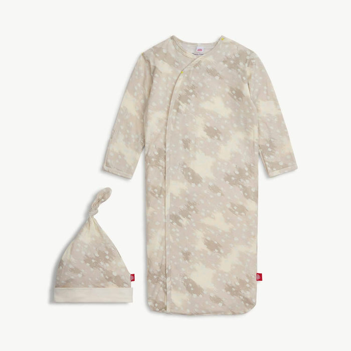 Doeskin Tan Magnetic Gown + Hat NB-3 Months