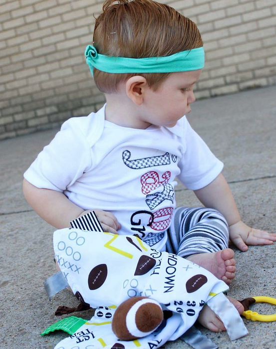 Football Baby Learning Lovey Tag Stroller Toy 10" x 10"