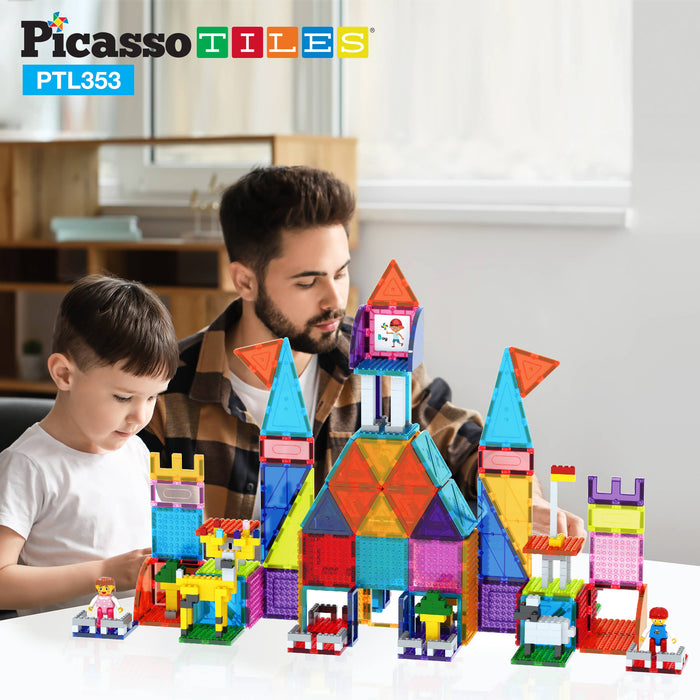 PicassoTiles 353 Piece Magnetic Brick Tile Combo Set