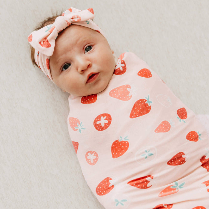 Knit Swaddle Blanket - Strawberry