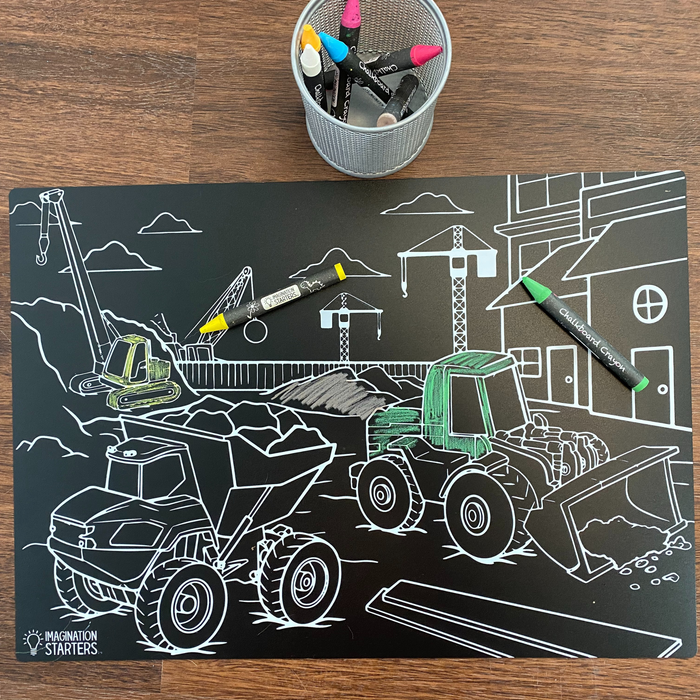 Chalkboard Coloring Placemat- Construction