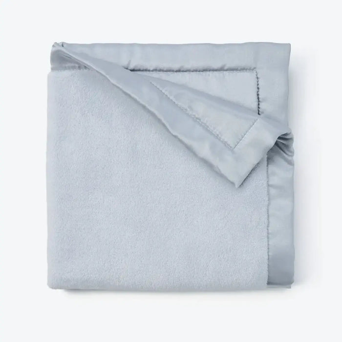 Satin Trim Fleece Blanket- Pale Blue