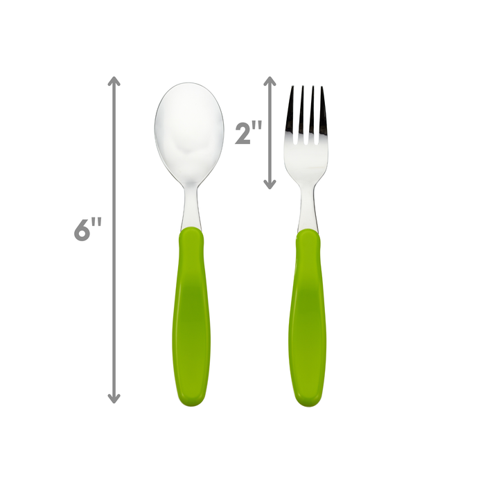 EZ Grip Stainless Toddler Kids Spoon and Fork Set w/ Case